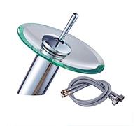 Grifo de lavabo con rotación 360 °, grifo monomando agua fría y caliente un solo orificio, cascada baño, vidrio corriente, latón, tubo(Stainless Steel,With tube)