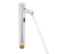 Grifo de lavabo con sensor de infrarrojos, sin contacto, con función automática y ahorro de agua, grifo de agua fría para baño, hotel, hospital, plata, 32 cm