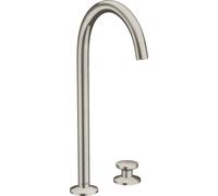 hansgrohe AXOR One Grifería de lavabo Select+ 260 de 2 orificios con juego de desagüe push-open, 165 mm de proyección, 48060800, Color: Óptica de acero inoxidable