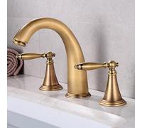 Grifo de lavabo de 3 agujeros, grifo de lavabo de baño, montado en cubierta, grifo mezclador vintage frío caliente grifo de bañera (antiguo5)