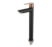 Grifo de lavabo de acero inoxidable 304, grifos de lavabo de baño, grifo de Solo Frío de agua, grifo de fregadero de cocina montado en cubierta de oro rosa negro(Tall)