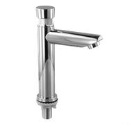 Grifo de lavabo de acero inoxidable chapado en cromo con retardo de tiempo de 3 a 7 segundos, grifo de montaje en cubierta fría para el hogar, baño, cocina (A)