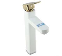 Grifo de lavabo de acero inoxidable con sensor de temperatura, 150 mm (oro