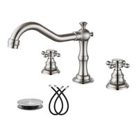 Grifo de lavabo de ba o de 3 orificios de Gotonovo, mezclador de doble manija en cruz, grifo de tocador, lavabo de montaje en cubierta, agua fr a