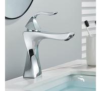 Grifo de lavabo de baño cromado pulido con cascada de agua fría y caliente, grifo mezclador negro para baño (cromado)