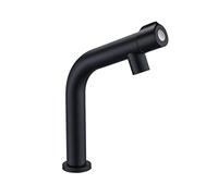 Grifo de lavabo de baño de arco medio de acero inoxidable con una sola manija Grifos de agua fría Grifo de lavabo, negro mate