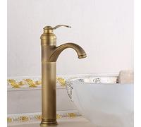 Grifo de Lavabo de baño de latón Antiguo, Toque de mezcladora de Cuenca de Mango único para Agua Caliente y fría, maricón Vintage de baño de baño, Grifo Alto (Alto)