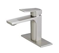 Grifo de lavabo de baño de níquel cepillado grifo de baño grifo de una sola manija para lavabo de baño, Rv Lavatory Vessel Grifo mezclador de lavabo con placa de cubierta