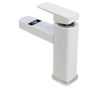 Grifo de lavabo de baño digital de temperatura con control de agua de acero inoxidable para pantalla inteligente (blanco)