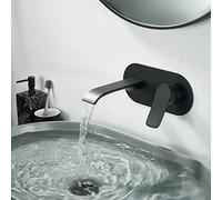 Grifo de lavabo de baño montado en la pared de cascada con una manija de 2 agujeros grifo de lavabo de latón macizo grifo mezclador en negro