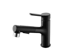 Grifo de lavabo de baño negro con pulverizador extraíble, 3 modos de pulverización, mezclador de una sola manija, ideal para lavar el cabello, grifo mezclador de cocina de latón duradero