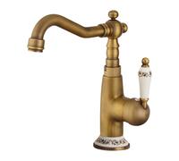 Grifo de Lavabo de Cocina Arco Alto baño Monomando Antiguo con Base de cerámica Corta