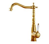 Grifo de Lavabo de Cocina Arco Alto baño Monomando Dorado Base metálica Alta