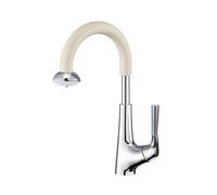 Grifo de Lavabo de Doble Función con Grifo Extraíble Giratorio 360° Grifo Mezclador Extraíble de Agua Fría Y Caliente Monomando de Latón para Lavabos Color Blanco Leche + Cromo