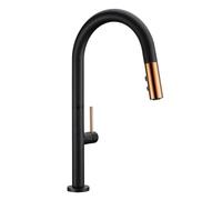 Grifo de Lavabo de latón con Acabado Dorado, Estilo de Lujo, 10 años de garantía, Mezclador de Agua fría y Caliente, manija única Torneira Da Bacia (Negro Mate)