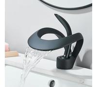 Grifo de lavabo de latón negro para lavabo, baño de invitados, bañera, agua fría y caliente