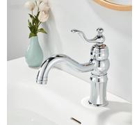 Grifo de lavabo de latón para lavabo caliente y frío, estilo de mango galvanizado