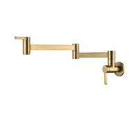 Grifo de lavabo de pared con agua fría y grifo giratorio de 360 grados, grifo de cocina y baño con cuello plegable. Comercial(Brushed Gold)