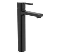 Grifo de lavabo diseño circular alto monomando con acabado negro titanio Naia Roca