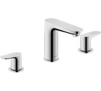 Grifo de lavabo Duravit Wave de 3 orificios, extensión 129 mm, con juego de d...
