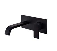 Grifo de lavabo empotrado cuadrado caño curvo negro mate 21 cm Niagara de Valaz