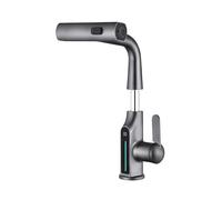 Grifo de Lavabo Extensible con Pantalla de Temperatura LED Acabado Metalizado