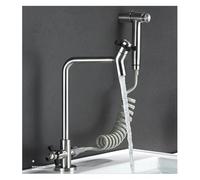 Grifo de lavabo extraíble, grifo de lavabo de baño dorado de latón negro, orificio monomando sobre grifo de lavabo vintage, grifo mezclador de agua fría y caliente(Orange)