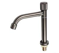 Grifo de lavabo frío de acero inoxidable con boquilla de agua giratoria para el hogar, baño, cocina, uso utilitario (S gris)