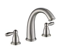 Grifo de Lavabo Grifos Mezclador de Baño Grifo de Cuello de Cisne de 3 Orificios Y Doble Palanca de Latón Cepillado Cepillado Grifo Del Fregadero Baño Cocina
