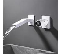 Grifo de Lavabo Grifos Mezclador de Baño Grifo Monomando de Pared para Agua Fría Y Caliente Color Blanco Grifo Del Fregadero Baño Cocina