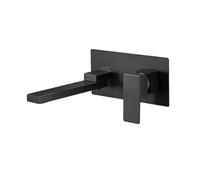 Grifo de Lavabo Grifos Mezclador de Baño Grifo Monomando Oculto de Latón con Rotación de 180° para Agua Caliente Y Fría Montado En La Pared Color Negro Grifo Del Fregadero Baño Cocina