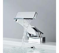 Grifo de Lavabo Grifos Mezclador de Baño Grifos de Cascada para Lavabo Monomando de Latón Mezclador de Agua Fría Y Caliente Cromado Grifo Del Fregadero Baño Cocina