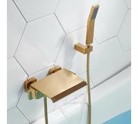Grifo de Lavabo Grifos Mezclador de Baño Grifos Mezcladores de Ducha de Pared Mezcladores de Cascada Cuadrados con Cabezal de Ducha Grifos de Llenado de Bañera Dorados Grifo Del Fregadero Baño Cocina