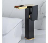 Grifo de Lavabo Grifos Mezclador de Baño Negros Y Dorados Grifos Altos de Una Sola Palanca para Agua Fría Y Caliente Grifo Del Fregadero Baño Cocina