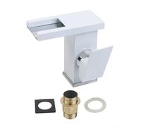 Grifo de lavabo LED de cascada, grifo de montaje en cubierta de agujero de una sola manija, mezclador de cobre caliente y frío para lavabo moderno de tocador de baño (blanco)