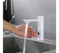 Grifo de Lavabo Mezclador de Baño Grifo con Sensor de Lavado A Mano Grifo Automático para Lavabo Grifo de Baño Lavabo Grifo para Lavabo de Baño Grifo con Sensor Infrarrojo Color Blanco