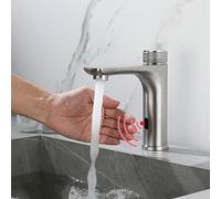 Grifo de Lavabo Mezclador de Baño Grifo con Sensor de Lavado A Mano Grifo Automático para Lavabo Grifo de Baño Lavabo Grifo para Lavabo de Baño Grifo con Sensor Infrarrojo Cepillado