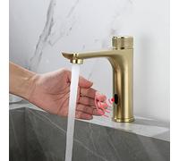 Grifo de Lavabo Mezclador de Baño Grifo con Sensor de Lavado A Mano Grifo Automático para Lavabo Grifo de Baño Lavabo Grifo para Lavabo de Baño Grifo con Sensor Infrarrojo Oro Cepillado