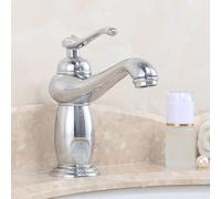 Grifo de Lavabo Mezclador de Baño Grifo Monomando para Lavabo Estilo Vintage Retro Grifo de Baño Lavabo Mezclador de Lavabo de Un Solo Orificio Agua Fría Y Caliente Cromado Corto