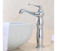 Grifo de Lavabo Mezclador de Baño Grifo Vintage para Lavabo de Baño Grifo Monomando Mezclador Agua Fría Caliente Grifo de Baño Lavabo Orificio Único Cromado Alto