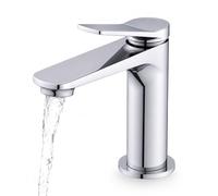 Grifo de Lavabo Monomando, Grifo Borras Colección Avance, con cartucho de doble step para el ahorro de energía y agua, Altura total de 138 mm, proyección del caño de 145 mm, acabado cromado