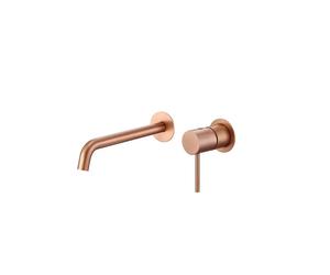 Grifo de lavabo monomando y empotrado sin caja de registro en latón con acabado oro rosa cepillado Monza de Imex - Rosado / Sin válvula click-clack