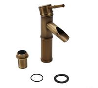 Grifo de lavabo montado en cubierta, latón europeo clásico, antioxidante, válvula de cerámica de un solo mango, acabado marrón, silencioso, flujo de agua suave G1/2 para cocina, baño, hotel (S)