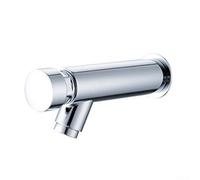 Grifo de lavabo montado en la pared con retardo de tiempo, cierre automático, grifo individual de agua fría, mezclador de latón para lavabo público comercial, plateado (2 cm)