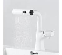Grifo de Lavabo Raindance con Cascada Rociador Extraíble Tipo Elevador 3 Modos Rotación de 360° Blanco