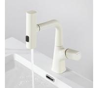 Grifo de Lavabo Raindance con Cascada Rociador Extraíble Tipo Elevador 3 Modos Rotación de 360° Color Blanco Lechoso