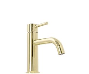 Grifo de lavabo REA en latón dorado - Mezclador para lavabo de baño - Grifo para lavabo - Altura 16 cm - Mezclador monomando de diseño moderno