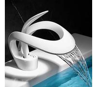 Grifo de lavabo tipo cascada, grifo de baño, cromado, grifo para baño, grifo monomando, grifo monomando de latón para baño,blanco
