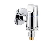 Grifo de lavadora con función de parada de agua de latón, válvula angular de apertura rápida, montaje en pared, clip de parada de agua G1/2, válvula triangular(Silver)