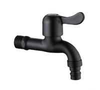 Grifo de lavadora de acero inoxidable negro montado en la pared, monomando, suministro de agua fría, válvula de apertura rápida para lavandería, fregadero, accesorio resistente a la corrosión con